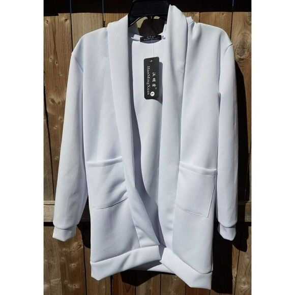 White Large Men's Cardigan Hooded Lightweight Long Sleeves - Picture 3 of 11